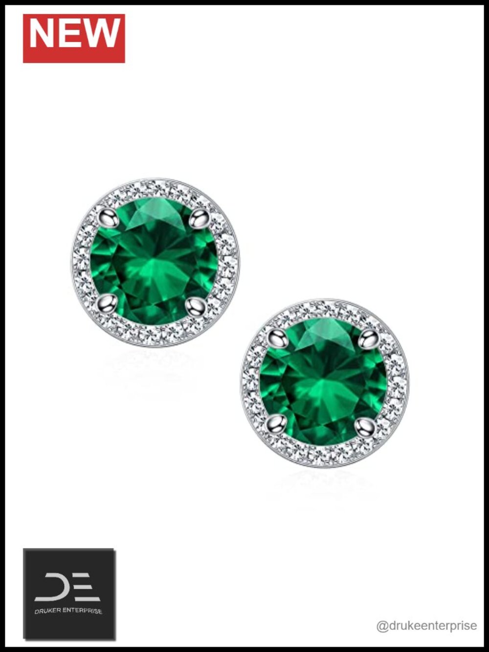 925 Sterling Silver Halo Birthstone Stud Earrings for Women